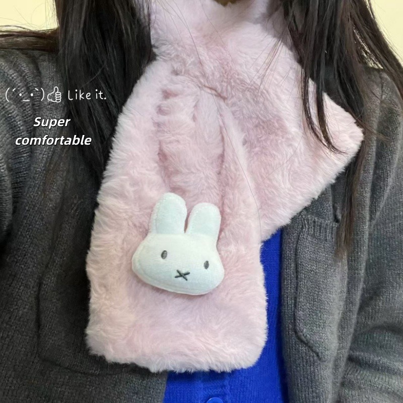 Winter Clothing Items - Weißer Miffy-Schal | Vielseitiger Herbst-/Winter-Nackenwärmer |