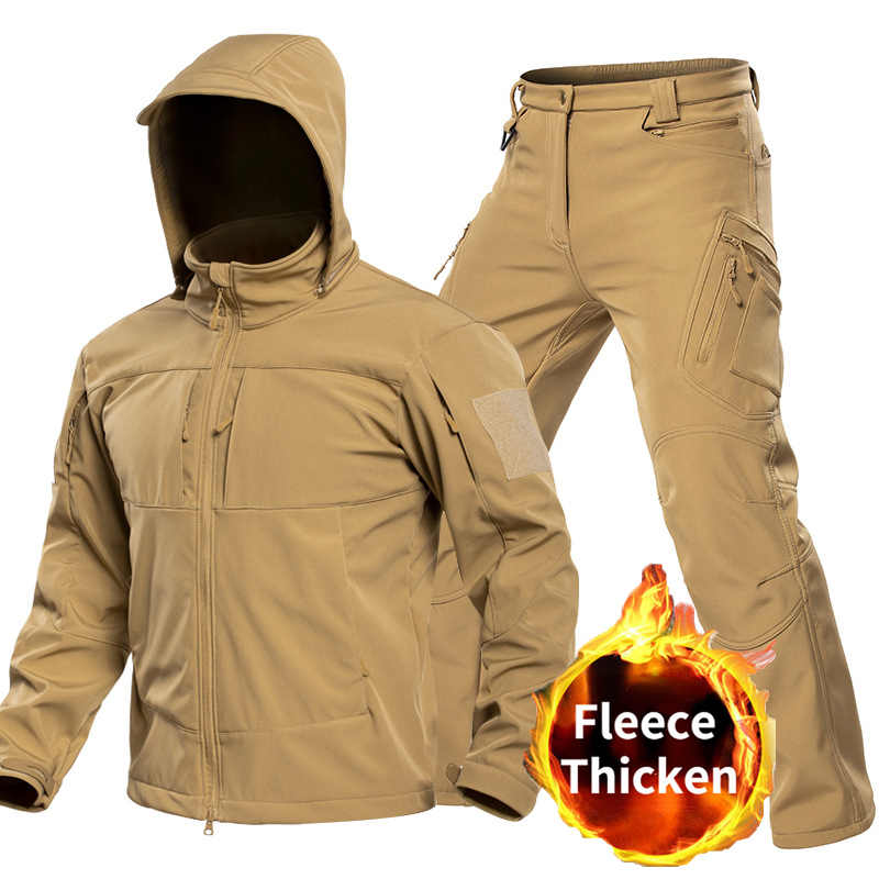 Winter Wear Clothes - Outdoor-Taktikanzug für Herren, Softshell-Jacke mit Kapuze