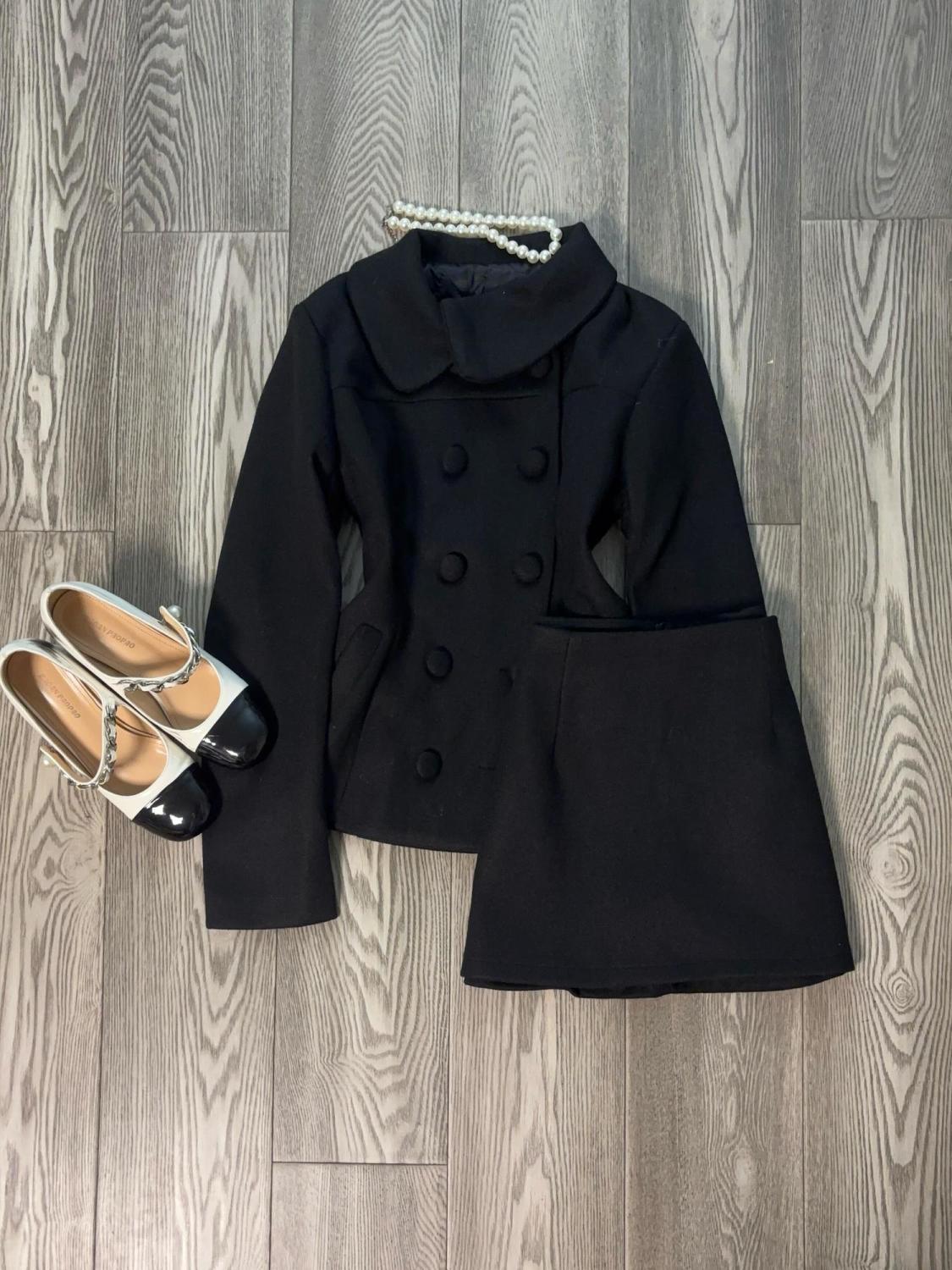 Winter Clothing Kit - Französisches Winter-Elegantes Party-Zweiteiler-Set für Damen: Kurze