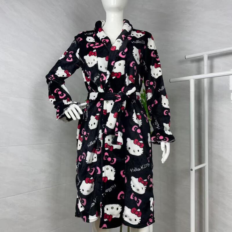Winter Clothing Items - Nachthemd Hello Kitty, neuer Herbst-Winter-warmer mittellanger