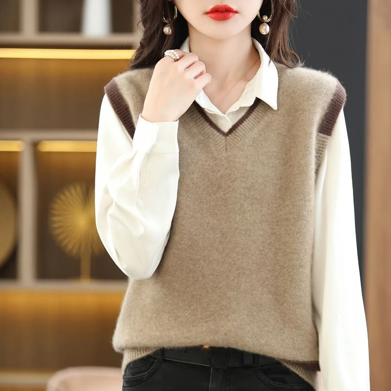 Winter Clothing Trends 2025 Women'S - Weiblicher Pullover Vintage solide ärmellose Weste
