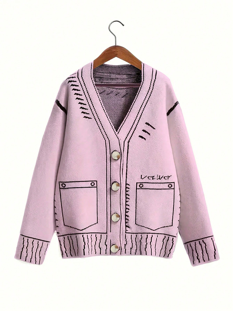 Winter Clothing Online - Plus Size Damen-Strickjacke mit Knöpfen, Herbst