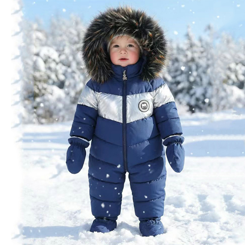 Winter Clothing Baby - Winter-Neugeborenen-Strampler mit Handschuhen, Warme Verdickte Babykleidung