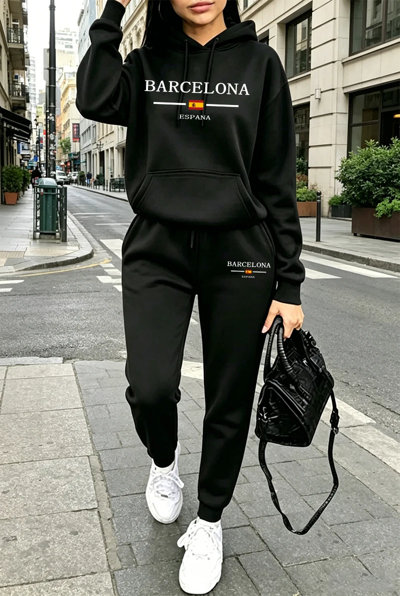 Winter Clothing Pants - Modischer Damen-Trainingsanzug mit Print, Lässiger Hoodie,
