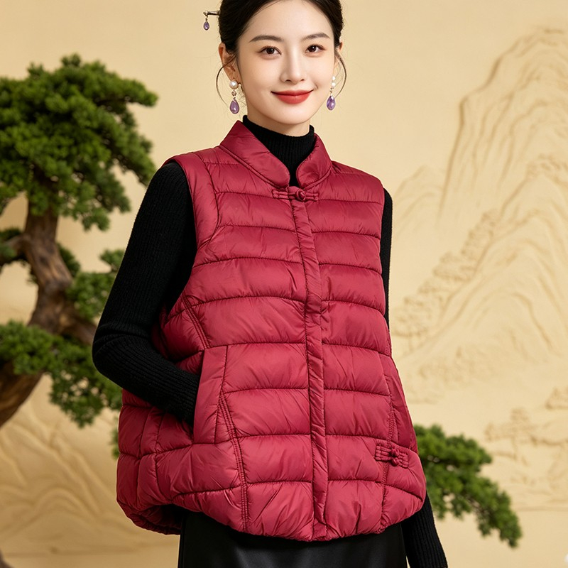 Winter Clothing Online - Damen-Wärmeweste im chinesischen Stil, leichte Baumwolle,