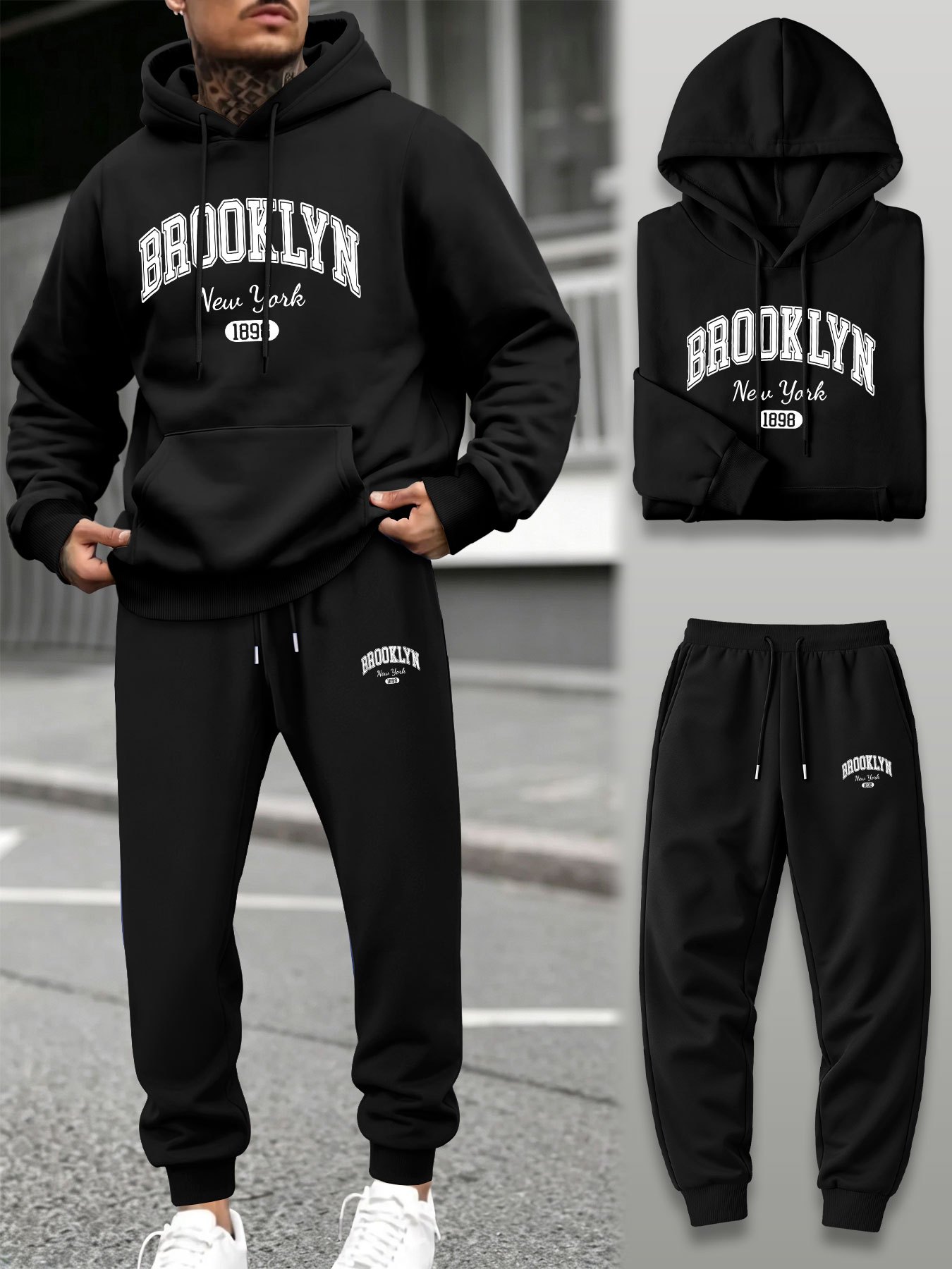 Winter Clothing Pants - Herren 2-Teiliger Trainingsanzug Hoodie Jogginghose Set
