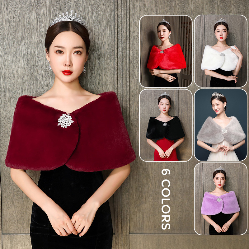 Winter Clothing Online - Frauen Braut Schal Hochzeit Cape Kunstpelz