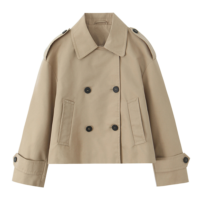 Winter Clothing Items - Willshela Frauen Mode Khaki Zweireiher Kurze