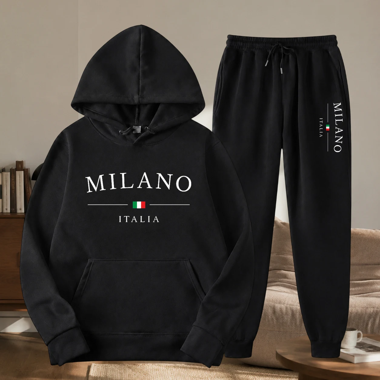 Winter Clothing Pants - Modisches Marken-Set mit Buchstaben-Print, 2-teiliger Kapuzenpullover